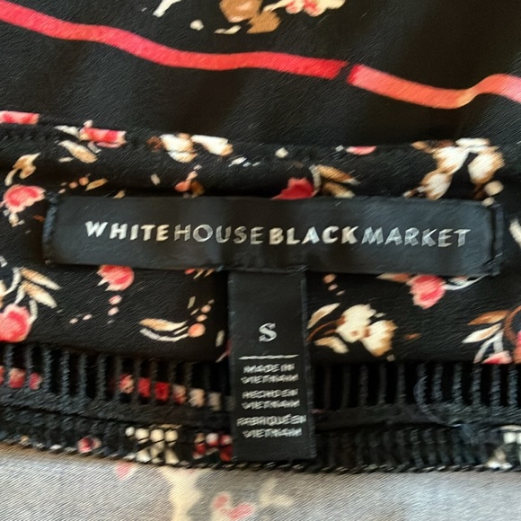 WHBM cold shoulder raglan sleeve black dress with pink floral striped design - Picture 8 of 15